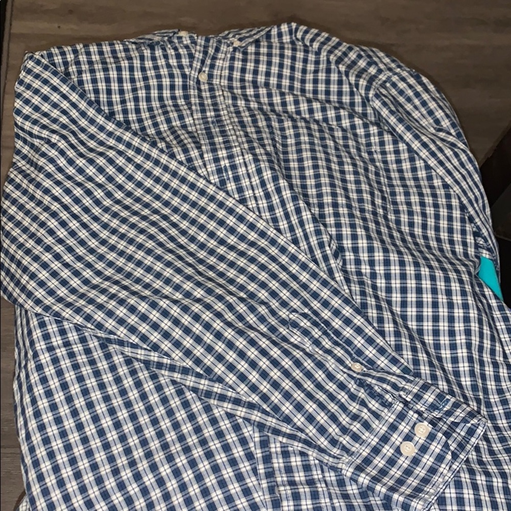 Blue and white plaid Dress Shirt